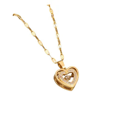 Double Layer Love Rhinestone Necklace - Viva La Plata