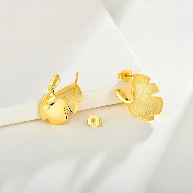 Golden Ginkgo Leaf Earrings - Viva La Plata