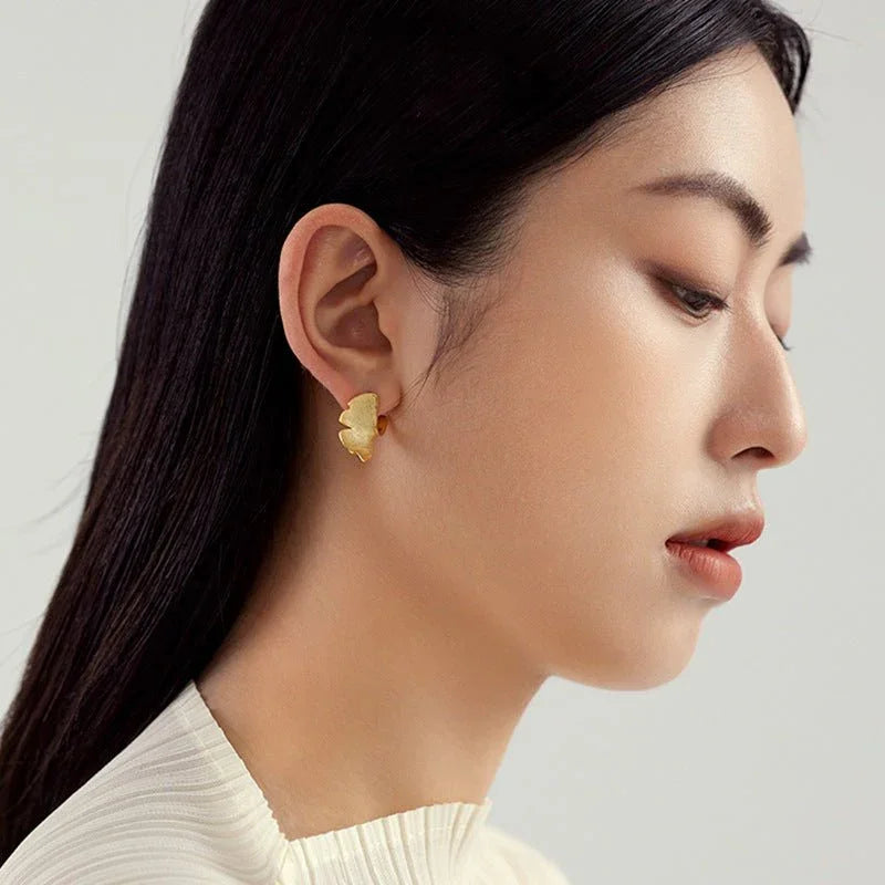 Golden Ginkgo Leaf Earrings - Viva La Plata
