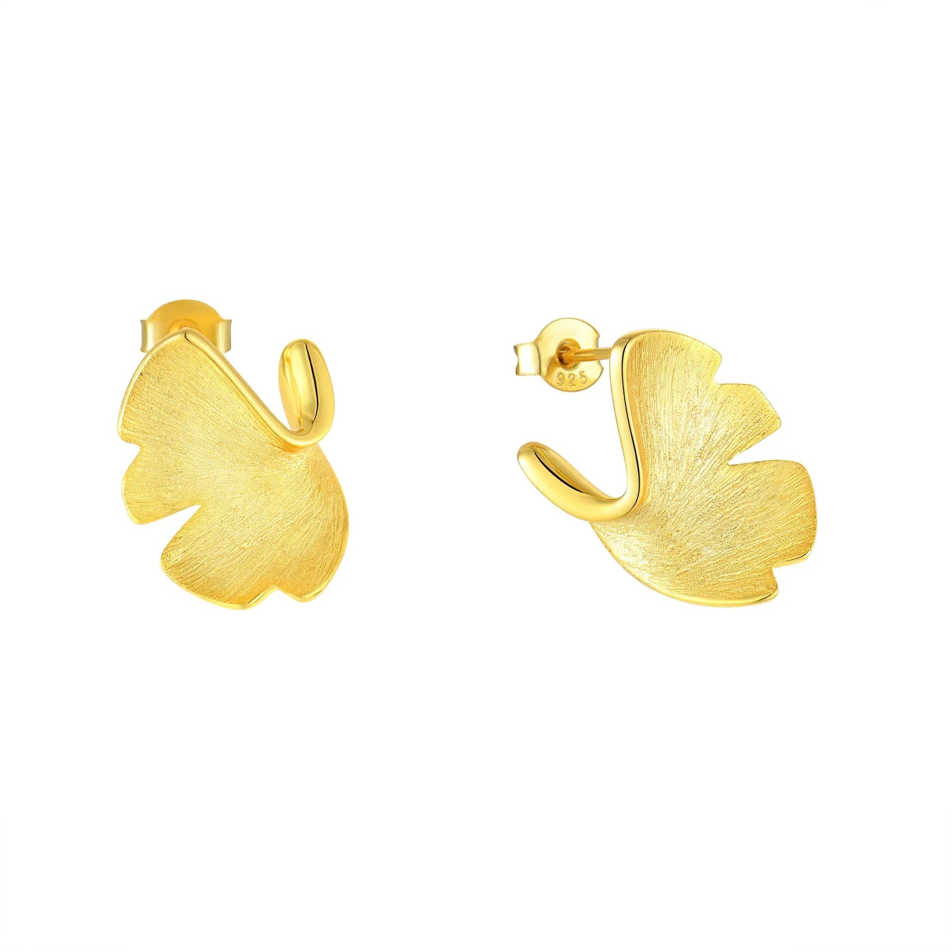 Golden Ginkgo Leaf Earrings - Viva La Plata