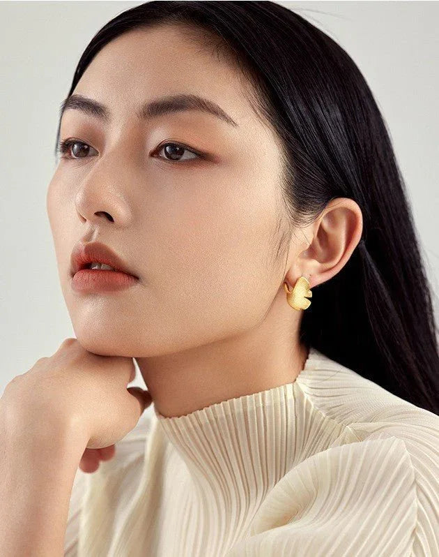 Golden Ginkgo Leaf Earrings - Viva La Plata