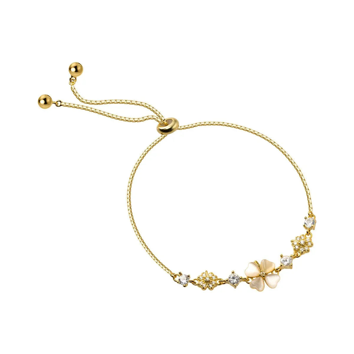 Opal Blossom Sterling Silver Bracelet – Four Petal Floral Design - Viva La Plata